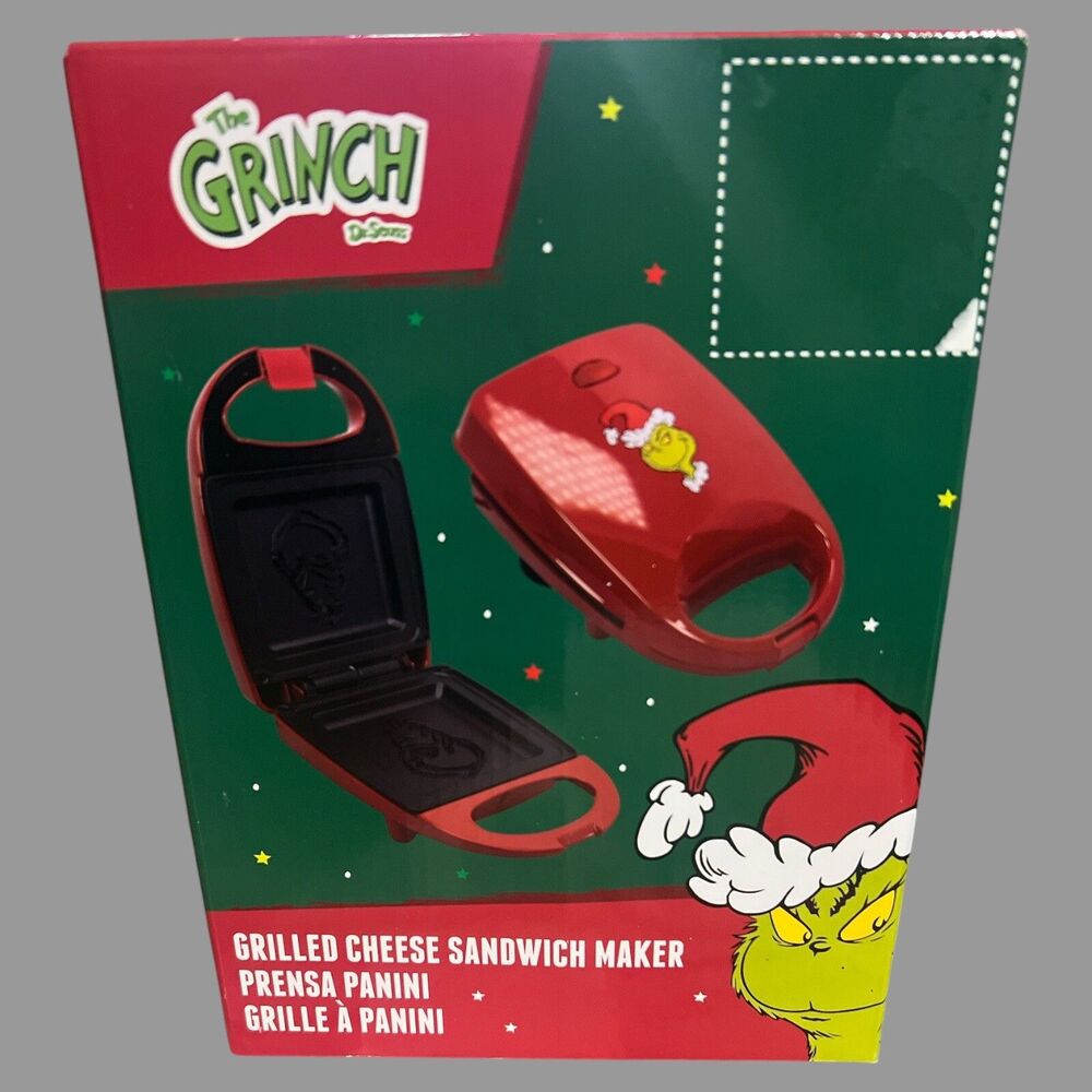 Dr Seuss Grinch Grilled Cheese Panini Sandwich Maker Non Stick Christmas 120V